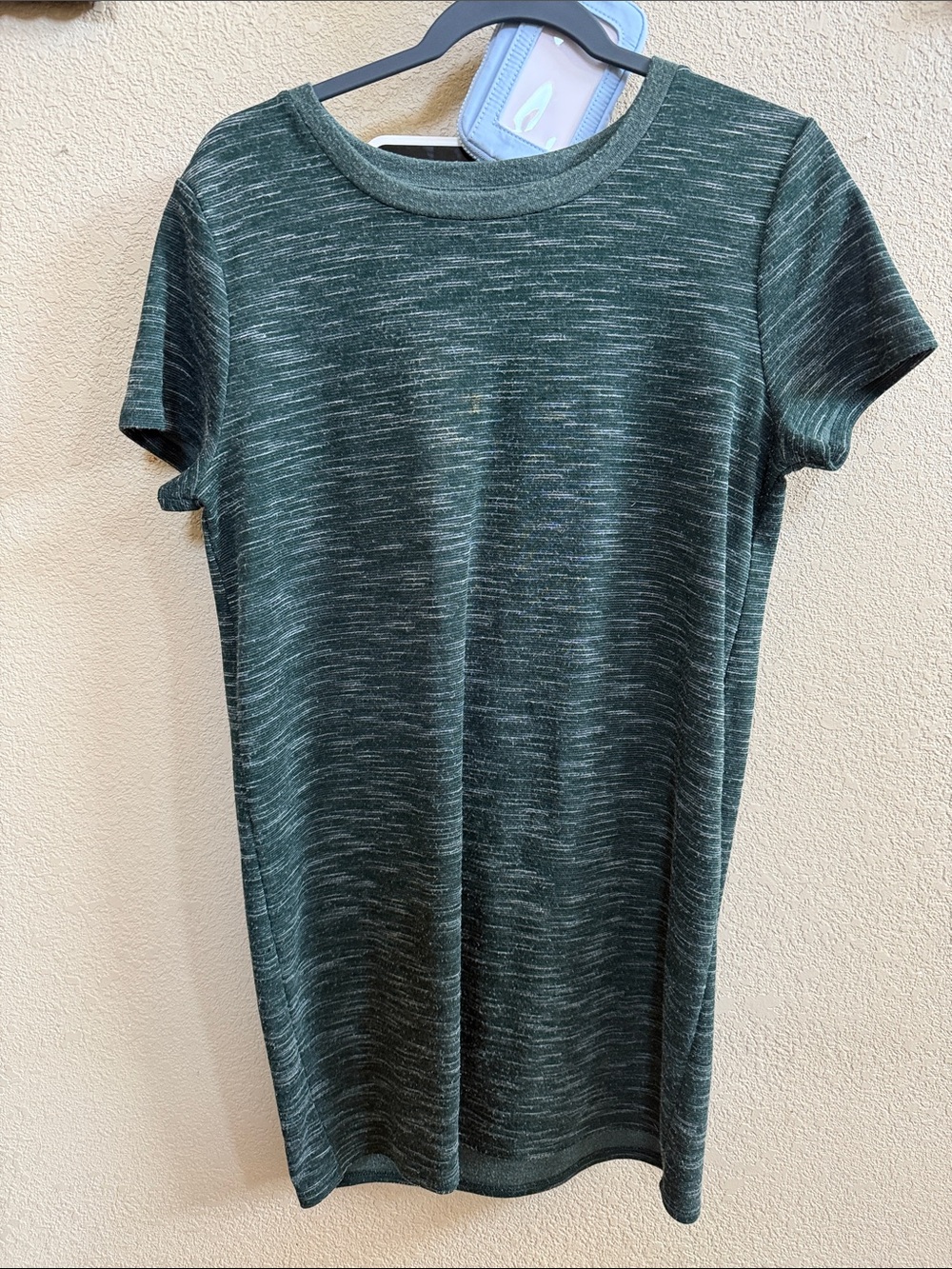 Women's FOREVER 21Heathered Dark Green Short Sleeve Knit Top